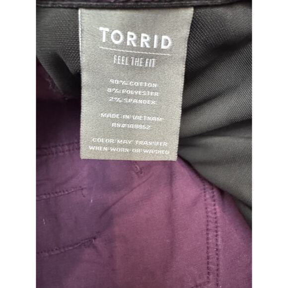 Torrid Bombshell Skinny Corduroy Pants Burgundy 46" * 29" High Rise Plus Sz 28T - Picture 8 of 11